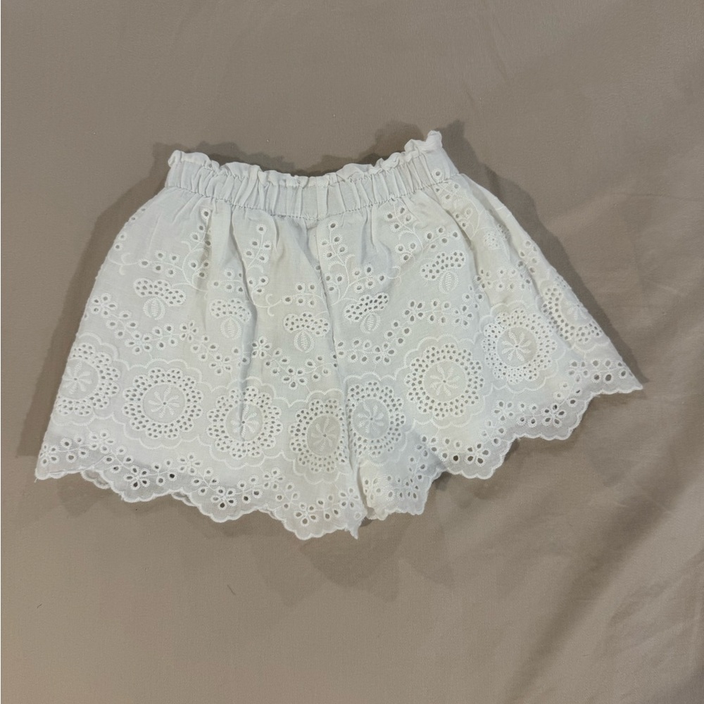 White Eyelet Cotton Shorts
